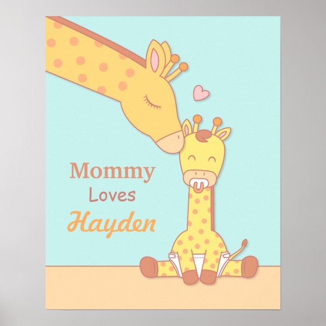 Mummy Giraffe and Baby Calf Nursery Room Decor (Front)