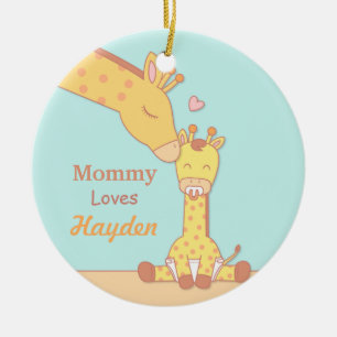 Mummy Giraffe and Calf Cute Personalised Ornament