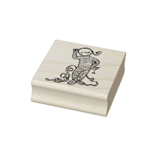 Mummy girl with spider illustration art stamp