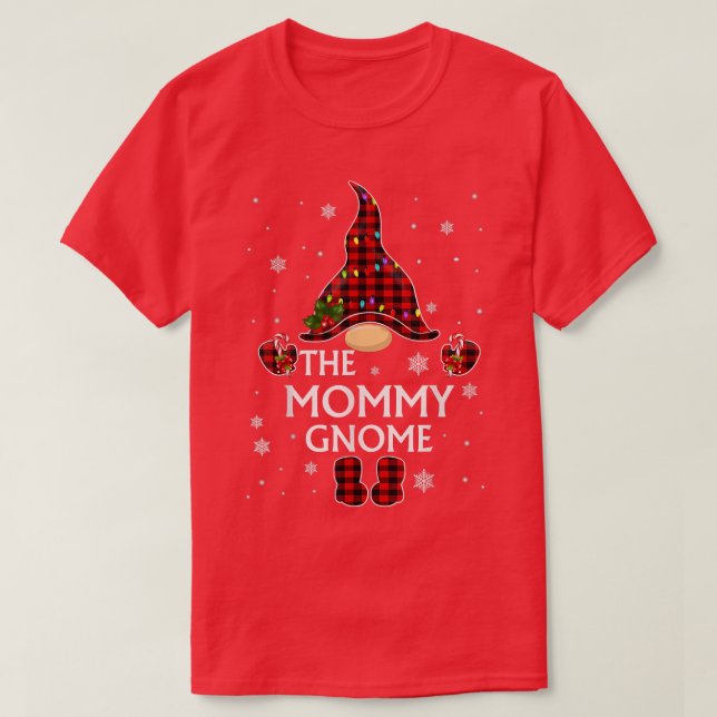 Mummy Gnome Buffalo Plaid Matching Family Christma T-Shirt (Design Front)
