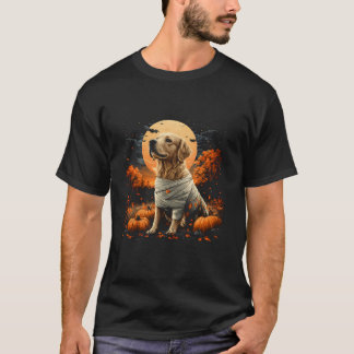 Mummy Golden Retriever Pumpkin Scary Halloween Dog T-Shirt
