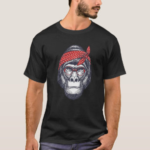 Mummy Gorilla With Vintage Polka Dot Headband And T-Shirt