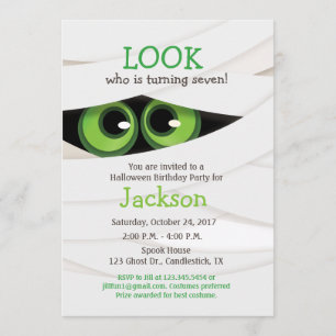 Mummy Halloween Birthday Party Invitation