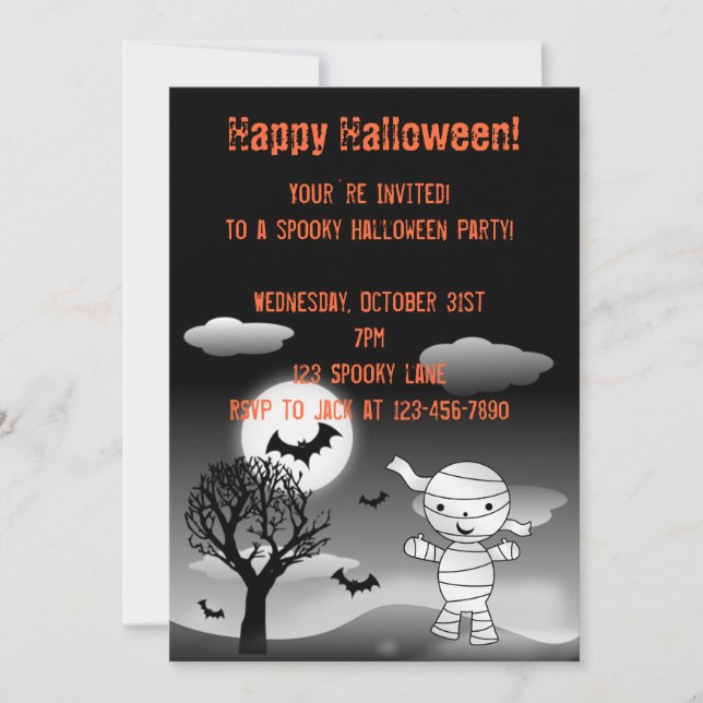 Mummy Halloween invitation (Front)