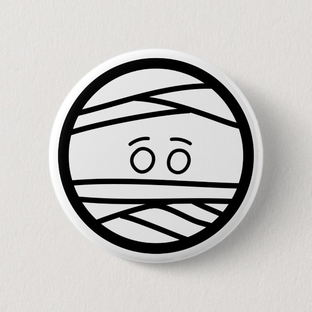 mummy head 6 cm round badge (Front)