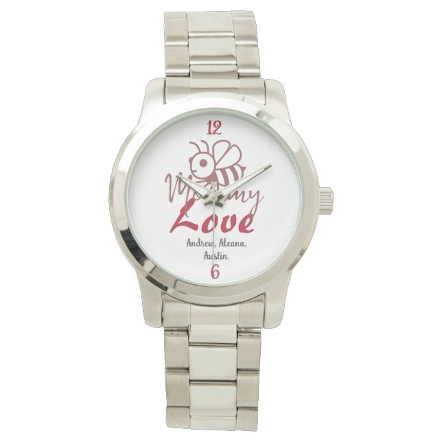 Mummy Honey Bee Mum Names Personalised Customise Watch (Front)