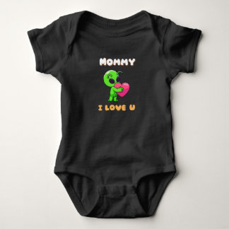 "Mummy I Love U" Cute Baby Alien Heart Bodysuit