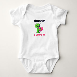 "Mummy I Love U" Cute Baby Alien Heart Bodysuit
