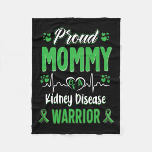 Mummy Kidney Disease Warrior Awareness Ribbon Gree Fleece Blanket