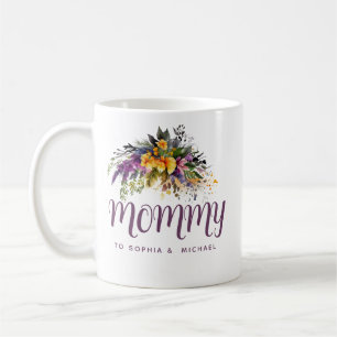 Mummy Kids Names Floral Mother's Day Coffee Mug