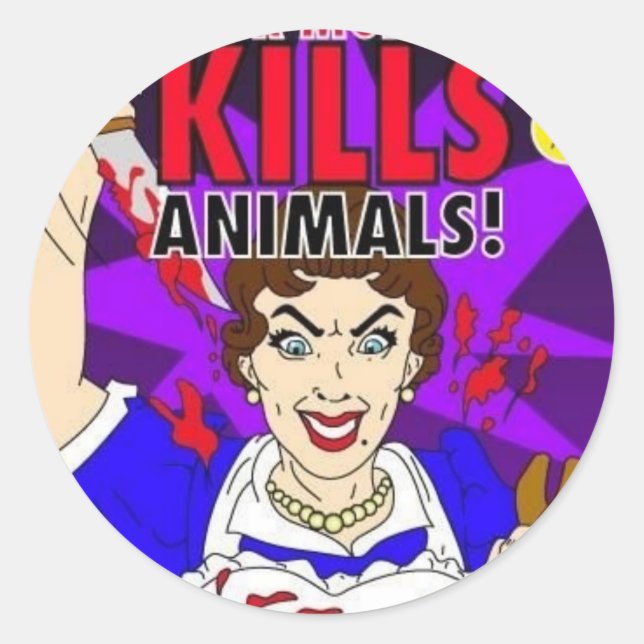 Mummy Kills Animals Classic Round Sticker (Front)