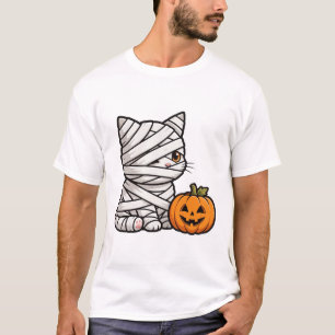 Mummy Kitten Halloween Costume Pattern Art T-Shirt