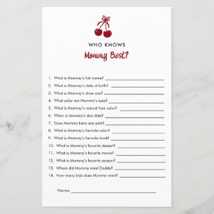 Mummy Knows Best Baby Shower Game Cherry Bow Red