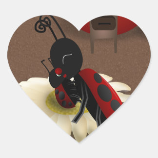 Mummy Ladybug kissing her baby Heart Sticker