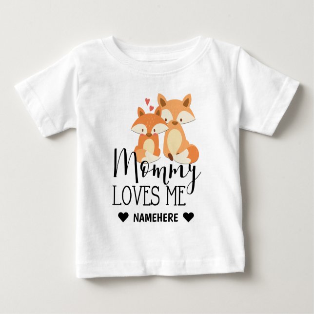 Mummy Loves Me -fox Baby T-Shirt (Front)