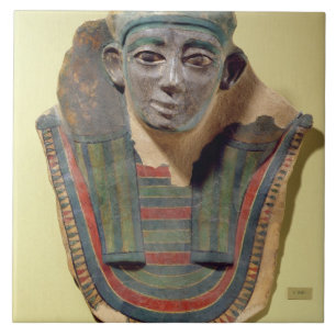 Mummy mask, from Mirgissa (stuccoed and painted pl Ceramic Tile