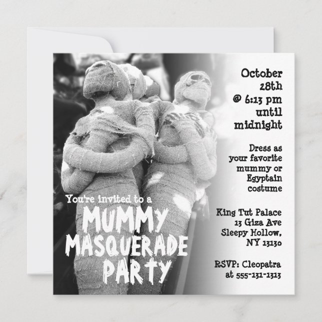 Mummy Masquerade Halloween Party Invitation (Front)
