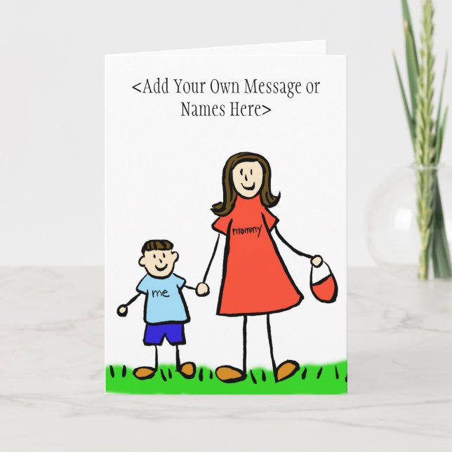 Mummy & Me Brunette - Customise Greeting Card (Front)