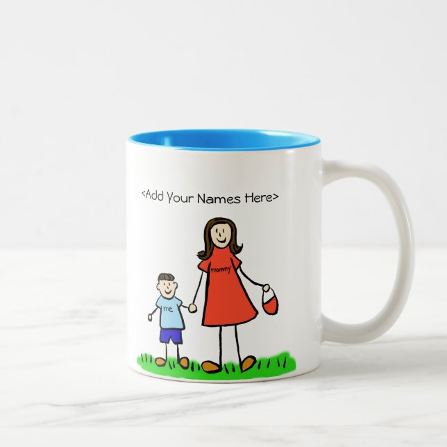 Mummy & Me - Brunette Little Boy Custom Mugs (Right)