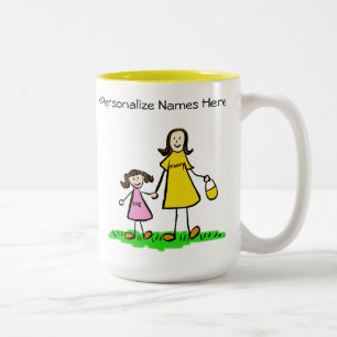 Mummy & Me Brunette Little Girl Custom Gift Mug