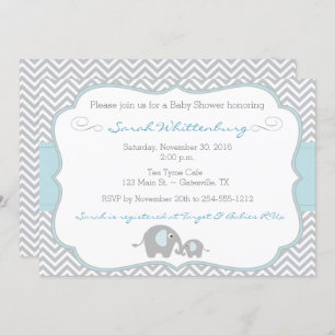 Mummy & Me Elephant Chevron Baby Shower Invitation