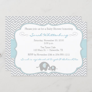 Mummy & Me Elephant Chevron Baby Shower Invitation