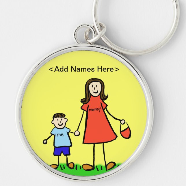 Mummy & Me Keychain (Brunette Customise Names) (Front)
