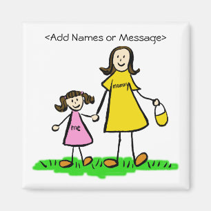 Mummy & Me - Mother and Daughter Brunette Magnets