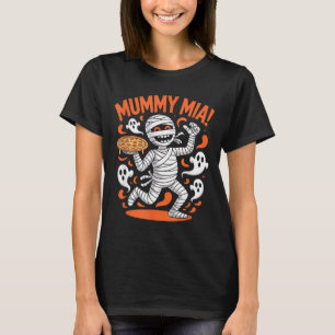 Mummy Mia Funny Halloween Ghost Pizza T-Shirt
