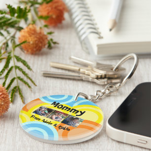 Mummy Modern Colourful Photo Collage Key Ring