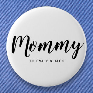 Mummy Modern Mum Kids Names Mother's Day 6 Cm Round Badge