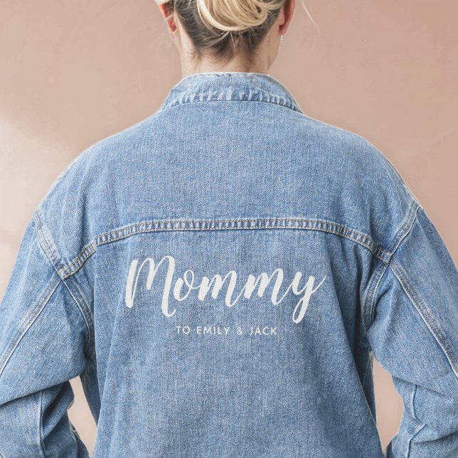 Mummy | Modern Mum Kids Names Mother's Day Denim Jacket (Creator Uploaded)