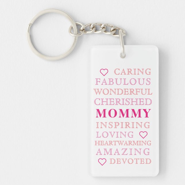 Mummy Modern Typography Photo Key Ring (Front)