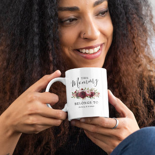 Mummy Mothers Day Burgundy Floral Coffee Mug