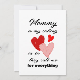 Mummy Mothers Day Funny Quote Red Pink Hearts Card