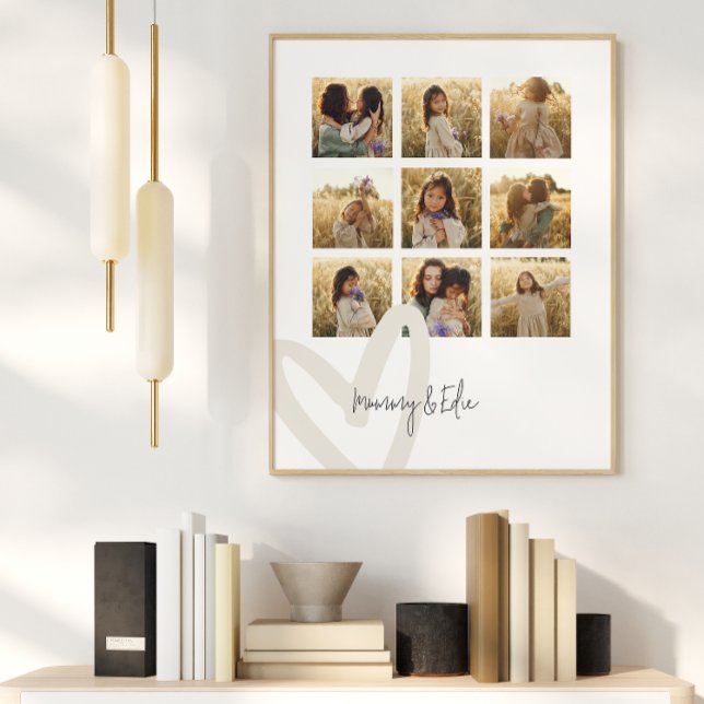 Mummy multi photo cream heart elegant stylish poster (Creator Uploaded)