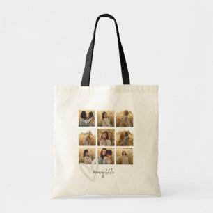 Mummy multi photo cream heart elegant stylish tote bag