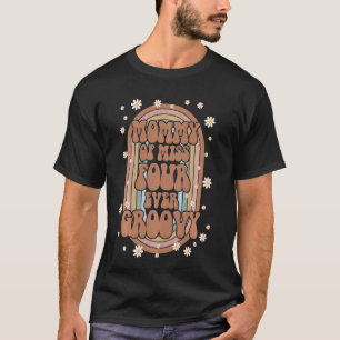 Mummy Mum 4th Birthday Four Ever Groovy Retro Bday T-Shirt