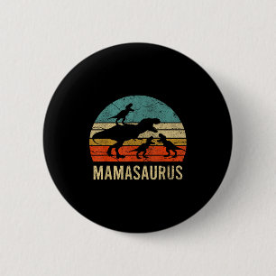 Mummy mum mama dinosaur funny 3 three kids 6 cm round badge