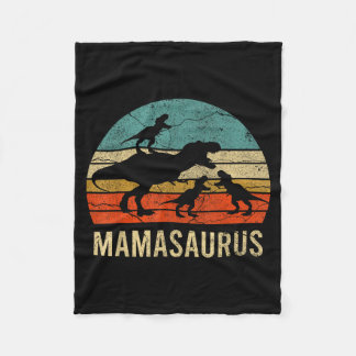 Mummy mum mama dinosaur funny 3 three kids fleece blanket