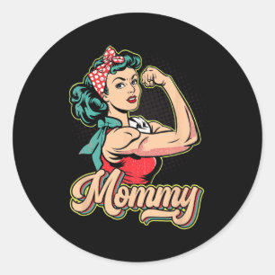 Mummy Muscle Retro Weightlifting And Bodybuilding Classic Round Sticker