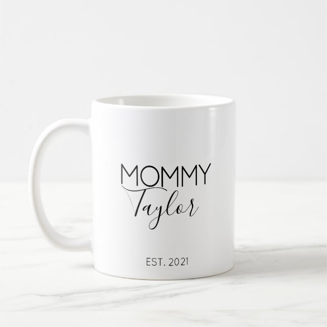 Mummy Name Pregnancy Announcement Gift Coffee Mug (Left)