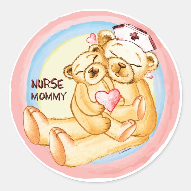 Mummy nurse  classic round sticker (Front)