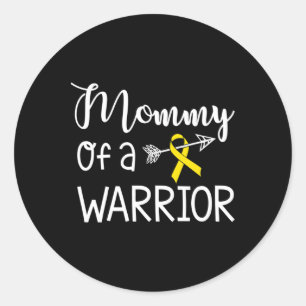 Mummy Of A Warrior Childhood Cancer Awareness  Classic Round Sticker