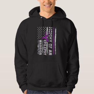 Mummy of a Warrior Epilepsy Purple Ribbon Support Hoodie