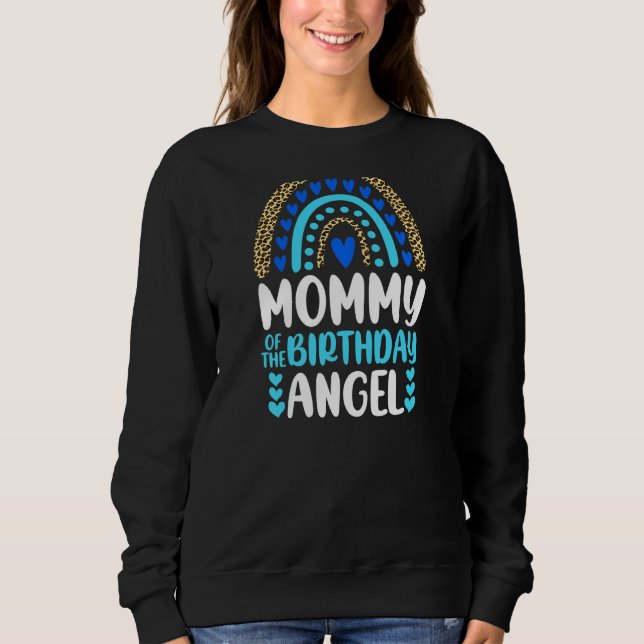 Mummy Of The Birthday Angel Leopard Rainbow Birthd Sweatshirt (Front)