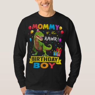 Mummy of the Birthday Boy Dinosaur Raptor Funny T-Shirt