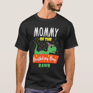 Mummy Of The Birthday Boy Dinosaur Raptor T-Shirt