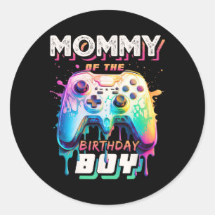 Mummy Of The Birthday Boy Matching Video Game Birt Classic Round Sticker