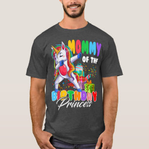 Mummy of the Birthday Princess Dabbing Unicorn Gir T-Shirt